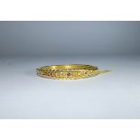 Victorian 18ct gold ladies hinged bangle set with seed pearls,