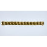 Impressive 14ct yellow gold interwoven curb link chain bracelet with concealed snap safety clasp,