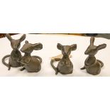 Four cast iron life size mice