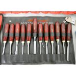 A wood carving chisel set