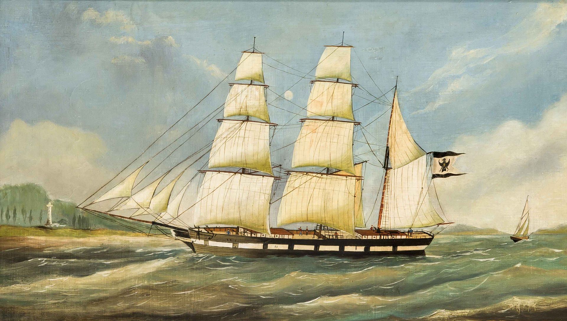 Meller, W. Marinemaler des 19. Jhrds. Kapitänsbild "Baltic geführt von Capt. J. H. Borck".Öl/Holz.
