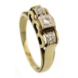 Brillant-Ring GG/WG 585/000 mit einem Brillanten und 4 Diamanten, zus. 0,13 ct l.get.W/SI,RG 59, 5,2