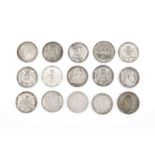 Konvolut Silbermünzen Altdeutschland: 15 Taler, 19. Jh., Bremen, Oldenburg, Frankfurt,Bayern,