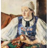 Kaiser, O. (Otto Kaiser, Maler des 20. Jhrds ?). Junge Frau in Tracht. Aquarell. Signierto. li. O.