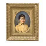Ebert, Anton. 1845 Kladruby/Tschechien - 1896 Wien. Porträt einer jungen Dame im Oval.Öl/Lw. 1885.