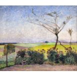 Jungheim, Julius. 1878 - Düsseldorf - 1957. Weiter Blick in die sommerlicher Landschaft.Öl/Lw. 1910.