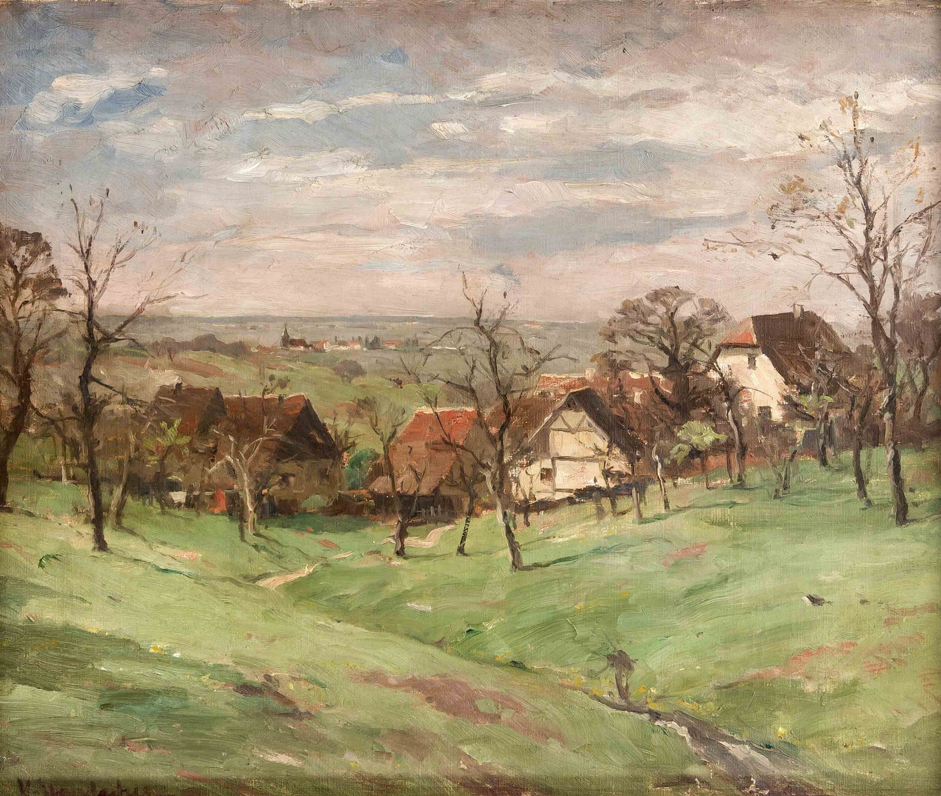Staudacher, Vitus. 1850 Gaimersheim/Ingolstadt - 1925 Baden-Baden. Landschaft im Frühling.Öl/Lw.