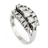 Brillant-Ring WG 585/000 mit Brillanten, zus. 1,10 ct l.get.W-W/SI-P1, RG 57, 5,9 g