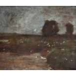 Feudel, Arthur. 1857 Chemnitz - 1929 New York. Landschaft im Mondlicht. Öl/Holz. 1919.Signiert u.