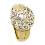 Brillant-Ring GG/WG 750/000 mit einem Brillanten 0,25 ct W/SI und Diamanten, zus. 0,16 ct,RG 57, 7,3