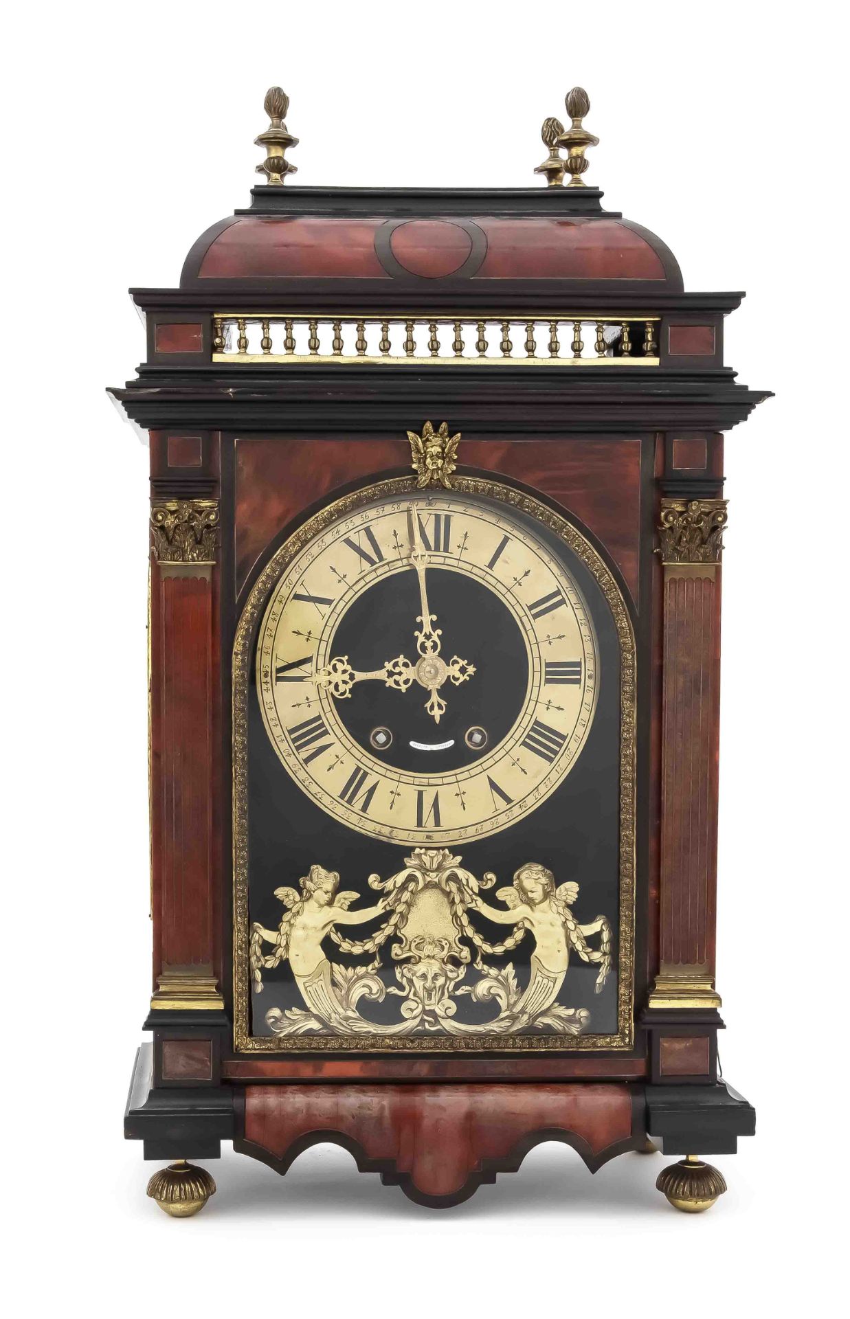 Bracket-Clock. Matthew Jackson, London 19. Jh. Eichenholzgehäuse mit verglaster Front,seitl.