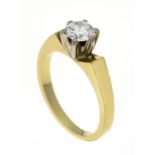 Brillant-Ring GG/WG 750/000 mit einem Brillanten 0,70 ct l.get.Weiß(I-J)/lupenrein-VVS, RG55, 6,31