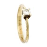 Brillant-Ring GG 585/000 mit einem Brillanten 0,36 ct l.get.W./SI, RG 61, 2,7 g