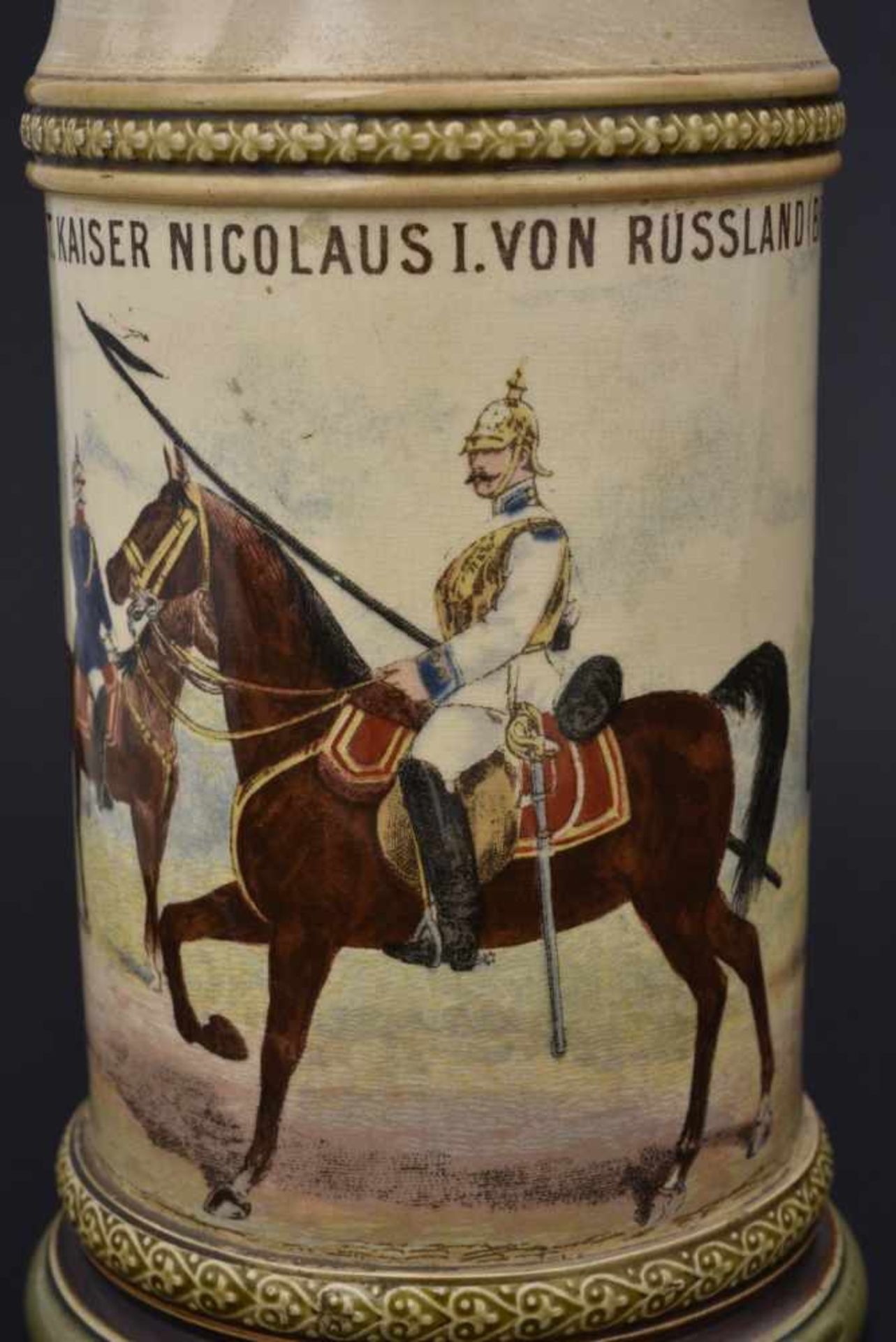 Chope Kür Regt Kaiser Nicolaus I Von Russland Brandenb Nr 6 En mettlach d'1/2 litre. Couvercle - Bild 3 aus 4