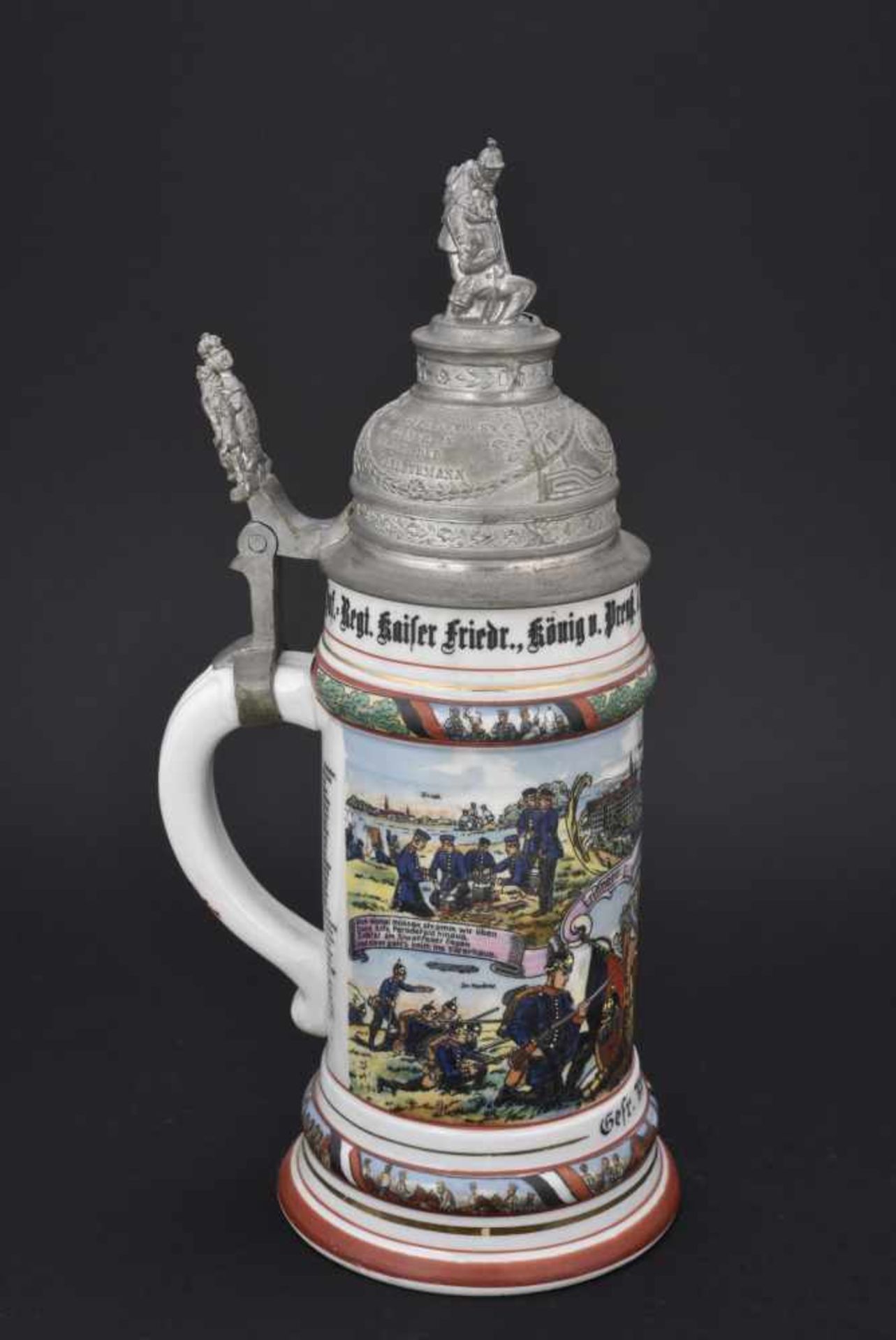 Chope du Inf Regt Kaiser Friedr König v Preuss 7. Wrtt Nr 125 1 Komp Stuttgart En porcelaine blanche - Bild 4 aus 4