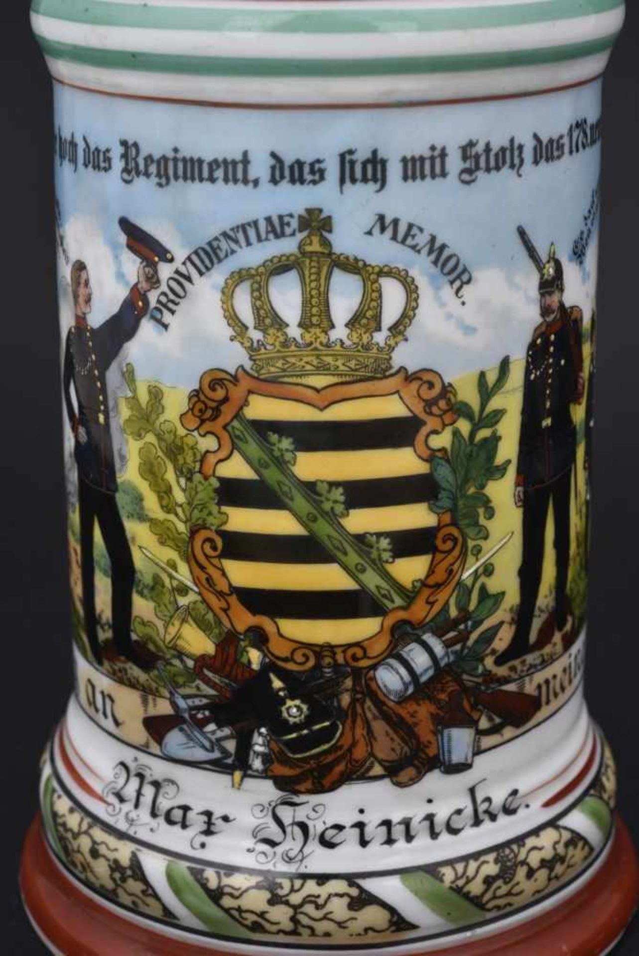 Chope du 13. Kgl. Sächs Inf Regt Nr 178 Kamenz 1. Comp En porcelaine blanche d'1/2 litre, - Bild 2 aus 4