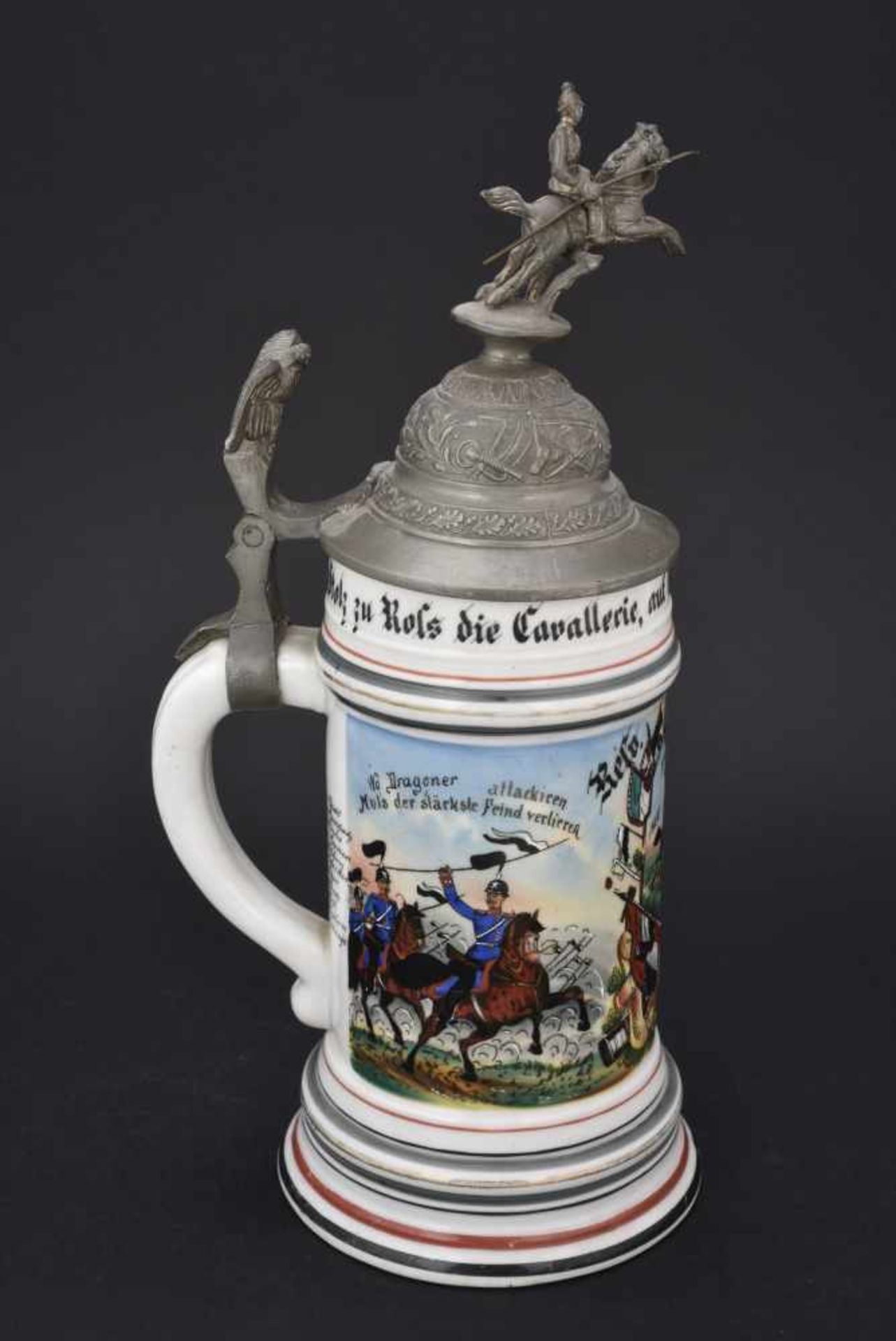 Chope du GD 4 Eskdr Drag Rgt u Arnim 2 Brandbrg N°12 En porcelaine blanche d'1/2 litre, richement - Bild 4 aus 4