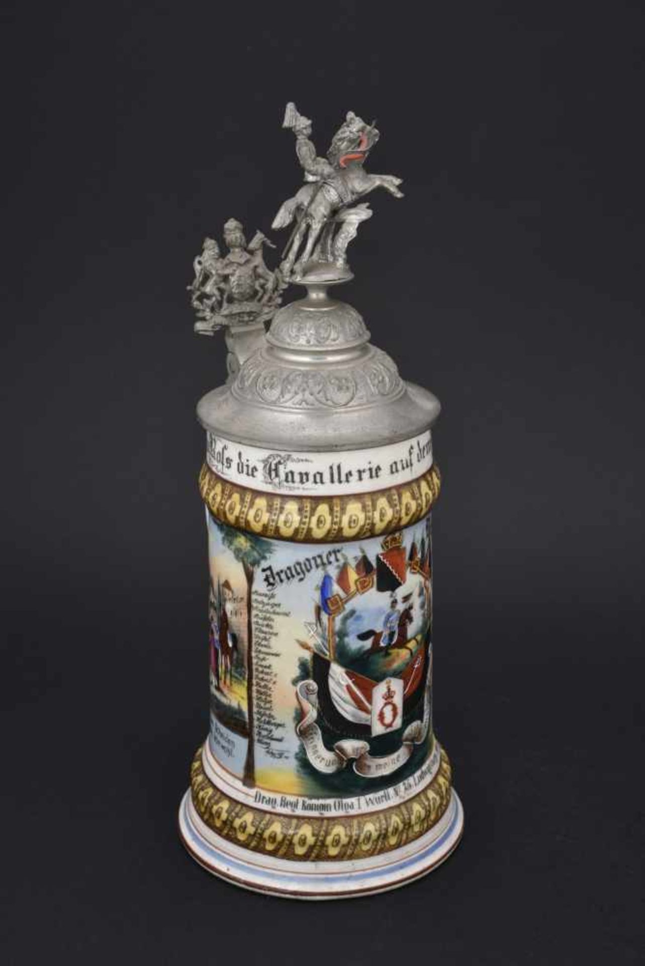 Chope du Drag Regt Königin Olga I Württ N°25 Ludwigsburg En porcelaine blanche d'1/2 litre, - Bild 3 aus 4