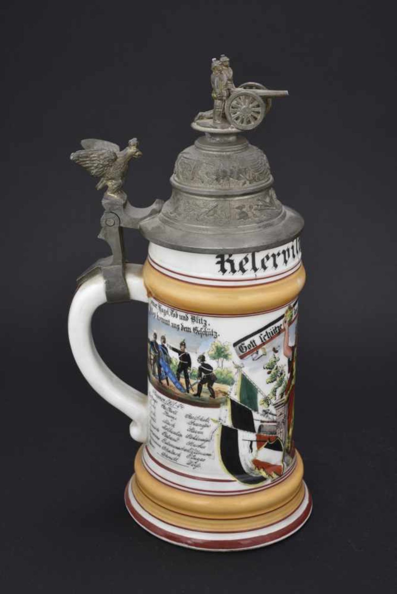 Chope du 3 Reit Battr 4 Garde Feld Art Regt Potsdam En porcelaine blanche d'1/2 litre, richement - Bild 4 aus 4