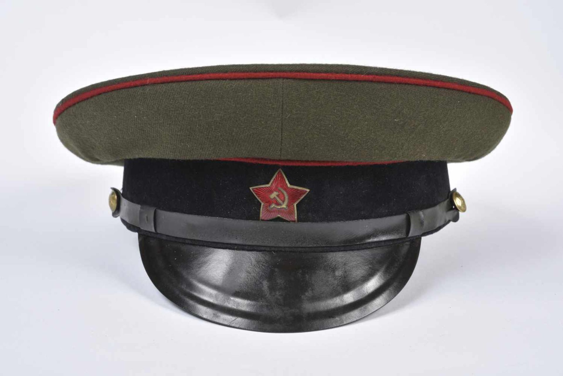 Casquette M.35 Artillerie bandeau velours noir et passepoil rouge, taille 58, fabrication