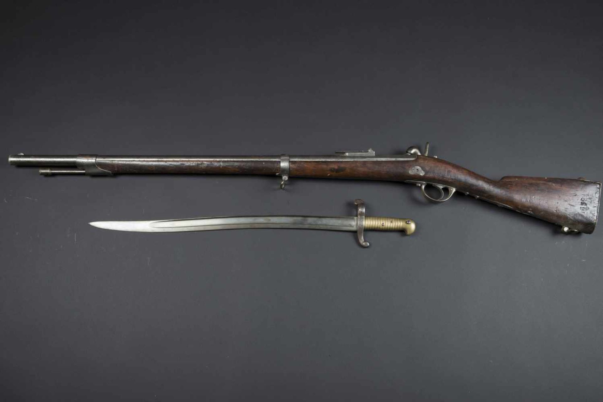 Carabine modèle 1853 T ou 1859 de Chasseur à pied Platine de la Manufacture impériale de St-Etienne, - Bild 2 aus 3