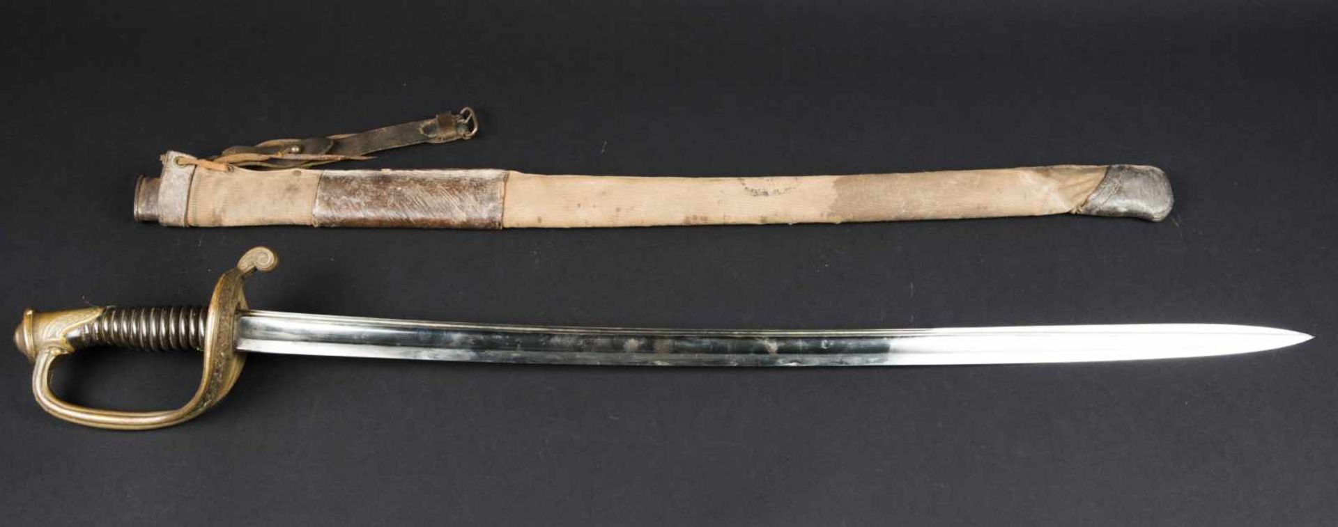 Sabre dadjudant dinfanterie modèle 1845 lame de la manufacture de Chatellerault, 1890. Avec rare