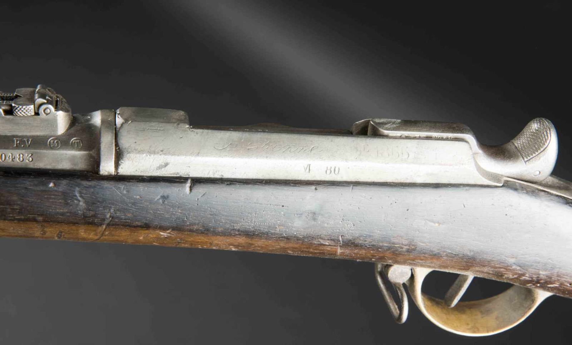 Carabine de cavalerie Chassepot modèle 1866 modifiée 1880 Plaque de couche avec marquage du 1er - Bild 3 aus 3