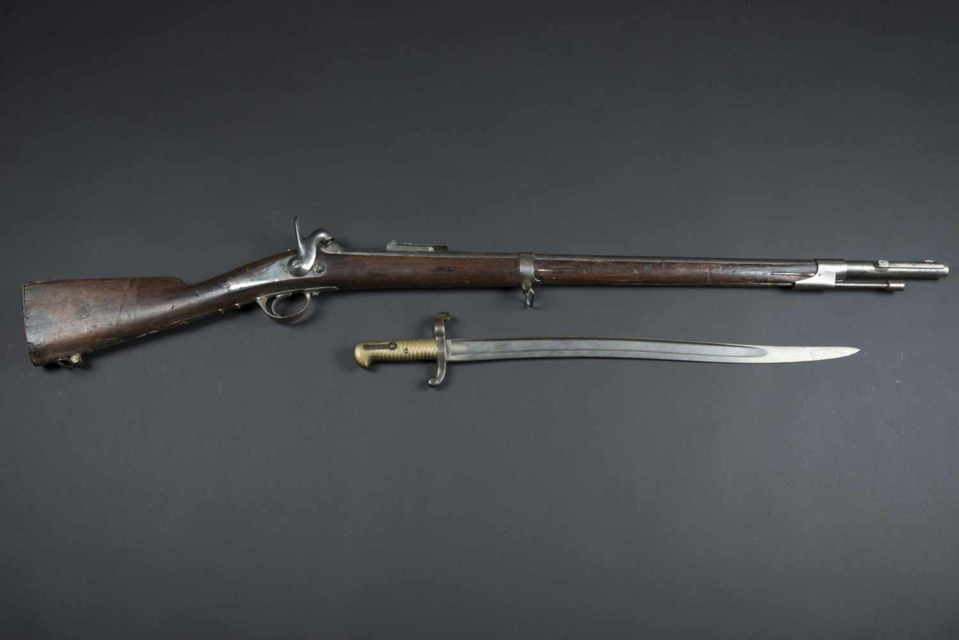 Carabine modèle 1853 T ou 1859 de Chasseur à pied Platine de la Manufacture impériale de St-Etienne,