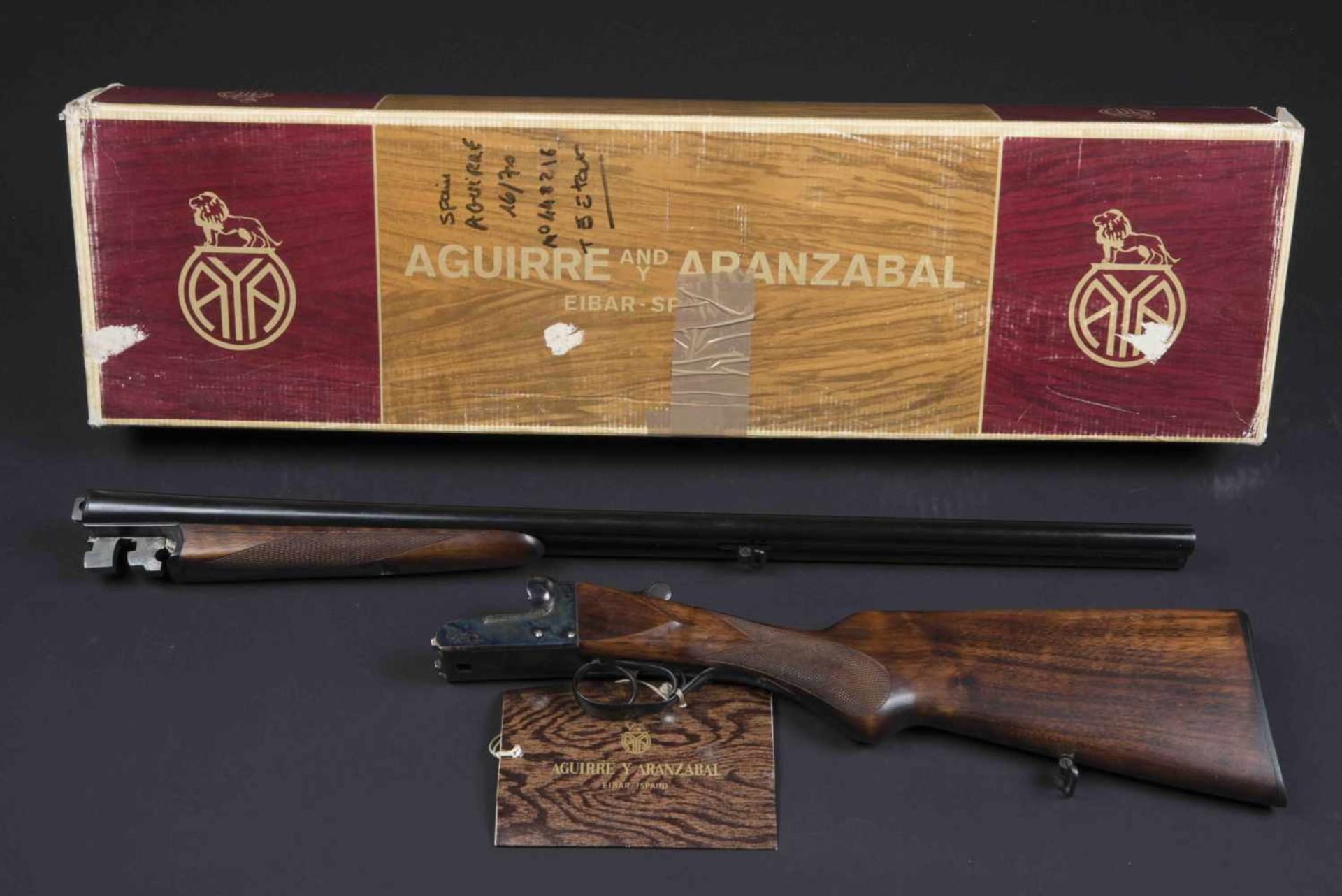 Fusil Spain Aguire Catégorie C Calibre 16/70, numéro 448216, dans sa boite d'origine jamais monté.