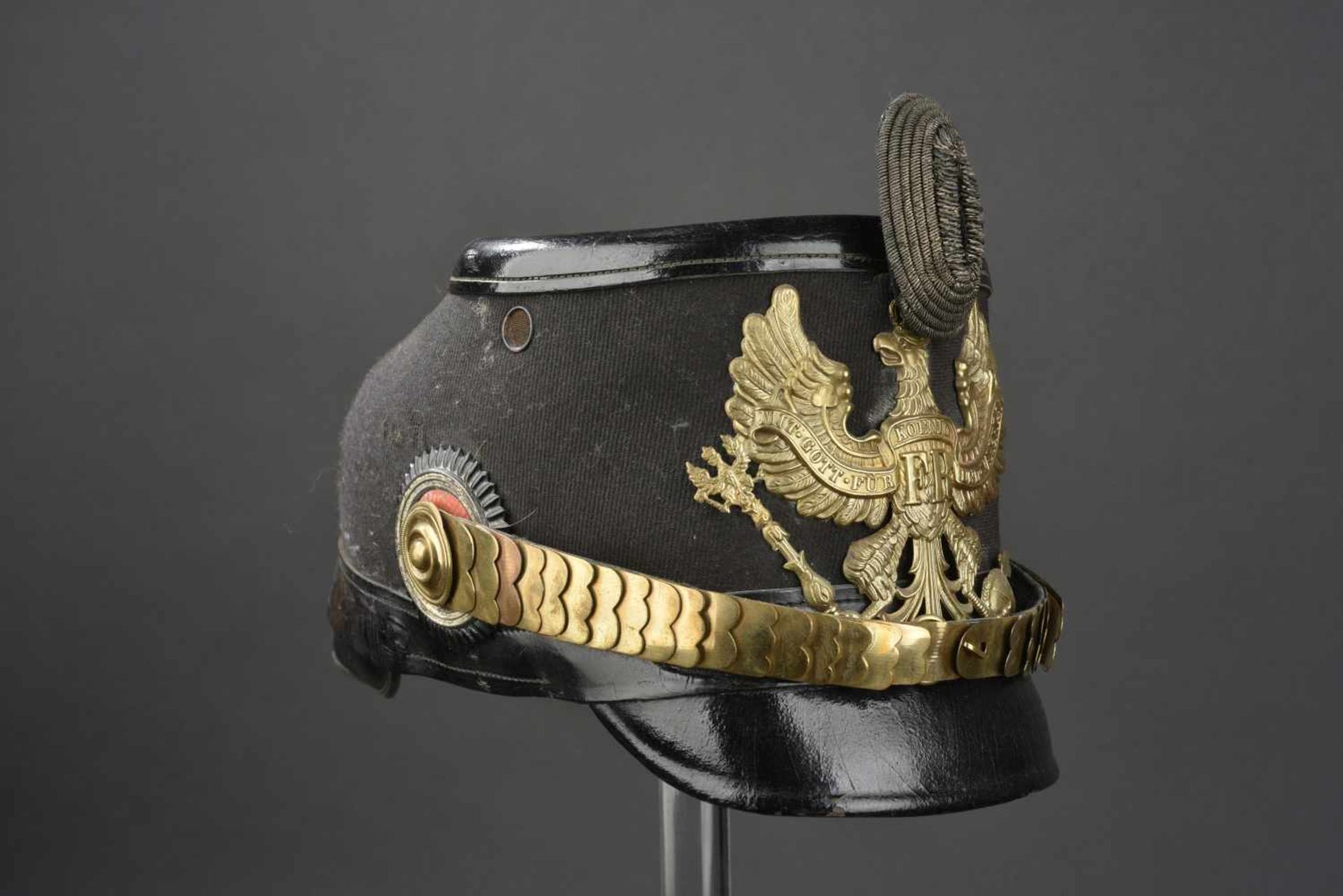 PRUSSE Shako dOfficier des bataillons 3 à 9 et 11 de chasseurs à pied Corps en cuir fin recouvert - Bild 4 aus 4