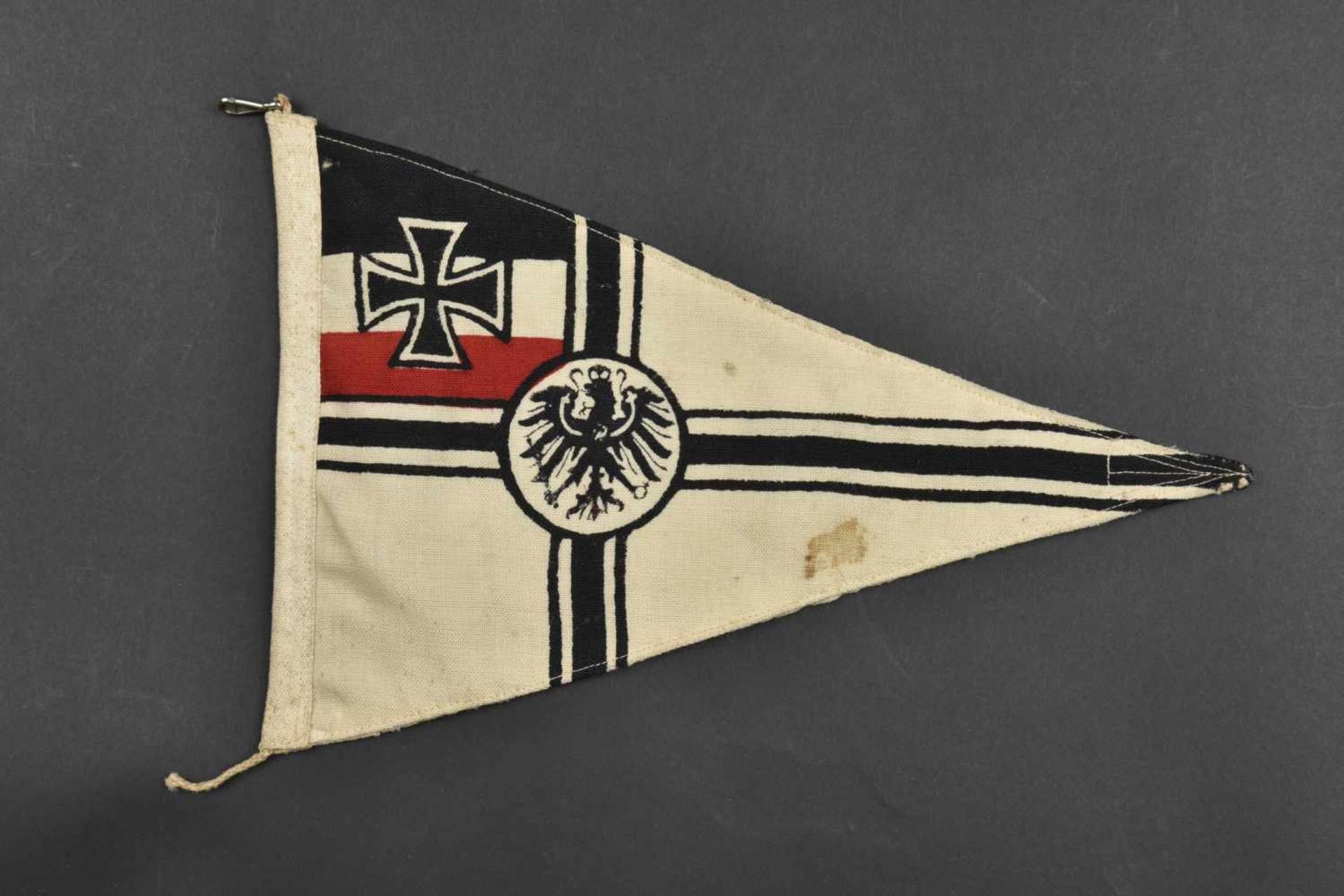 Fanion de voiture de la Kaiserliche Marine En tissu coton blanc, aigle impérial et croix de fer