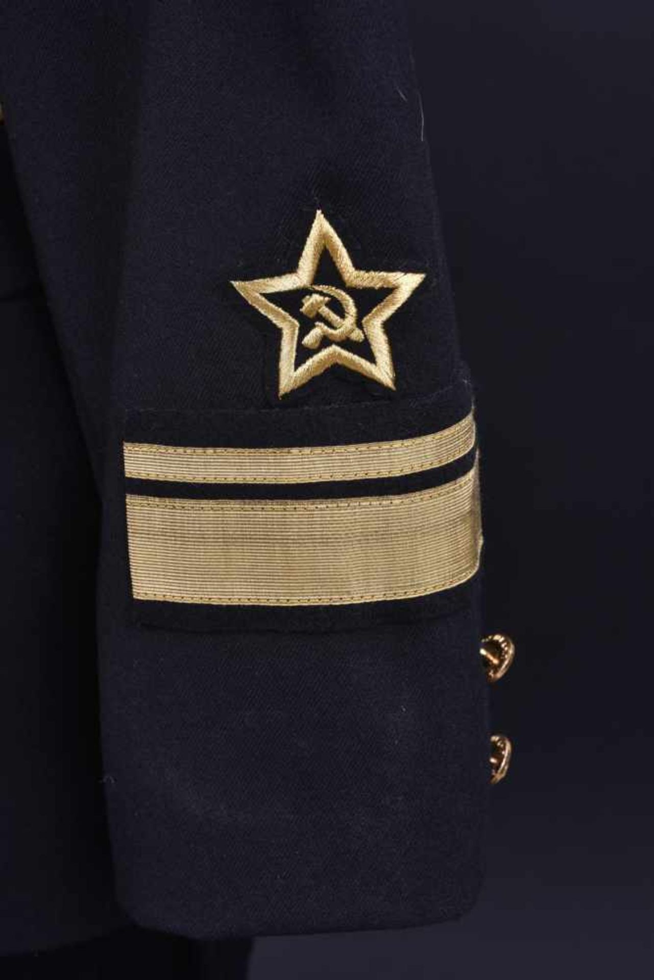 Uniforme de Contre amirale soviétique, année 1975 Vareuse en tissu noir, grades de col brodés en fil - Bild 3 aus 4