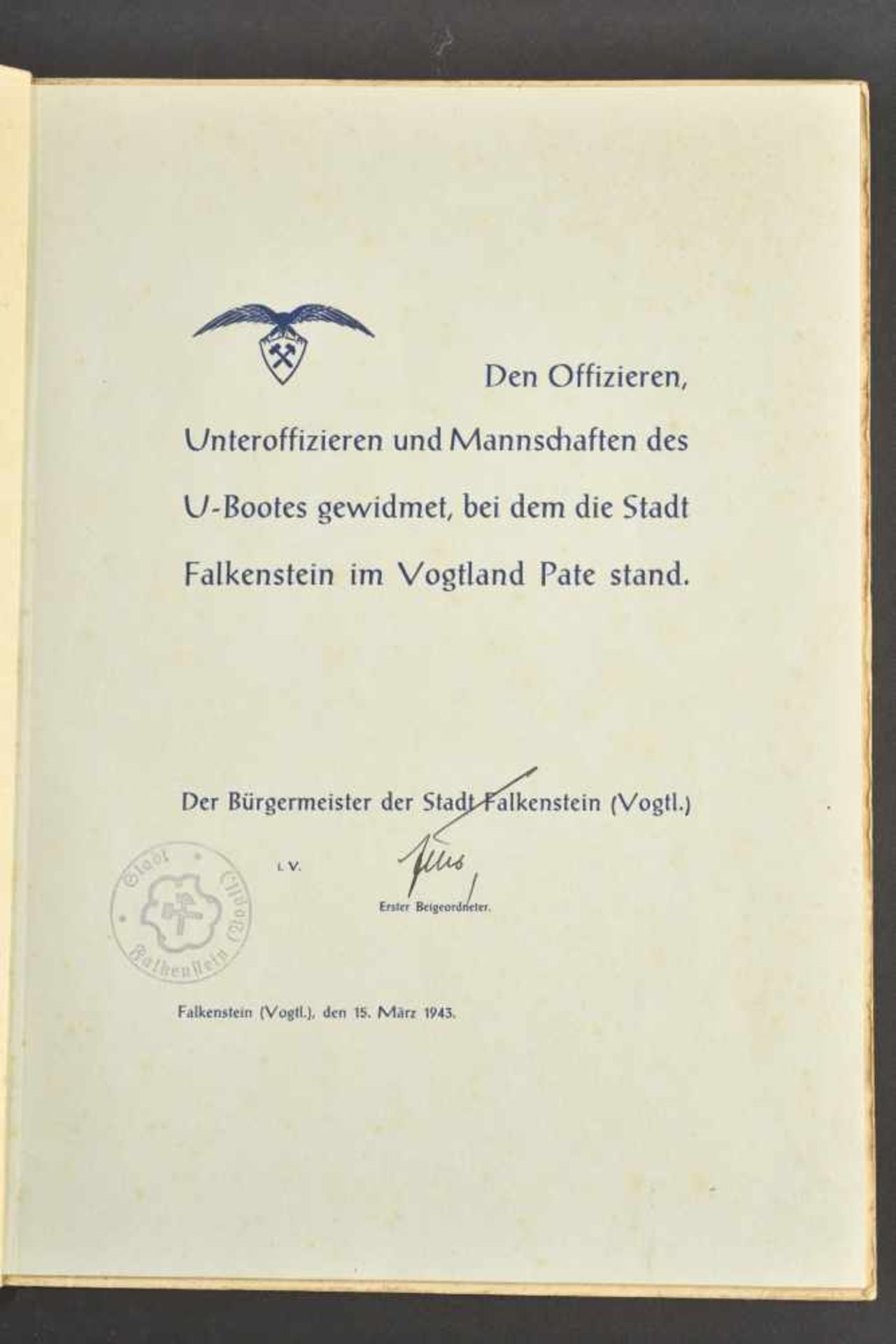 Brochure Falkenstein Complète, intitulé Falkenstein Im Vogtland. Datée du 15 mars 1943. A noter - Bild 4 aus 4