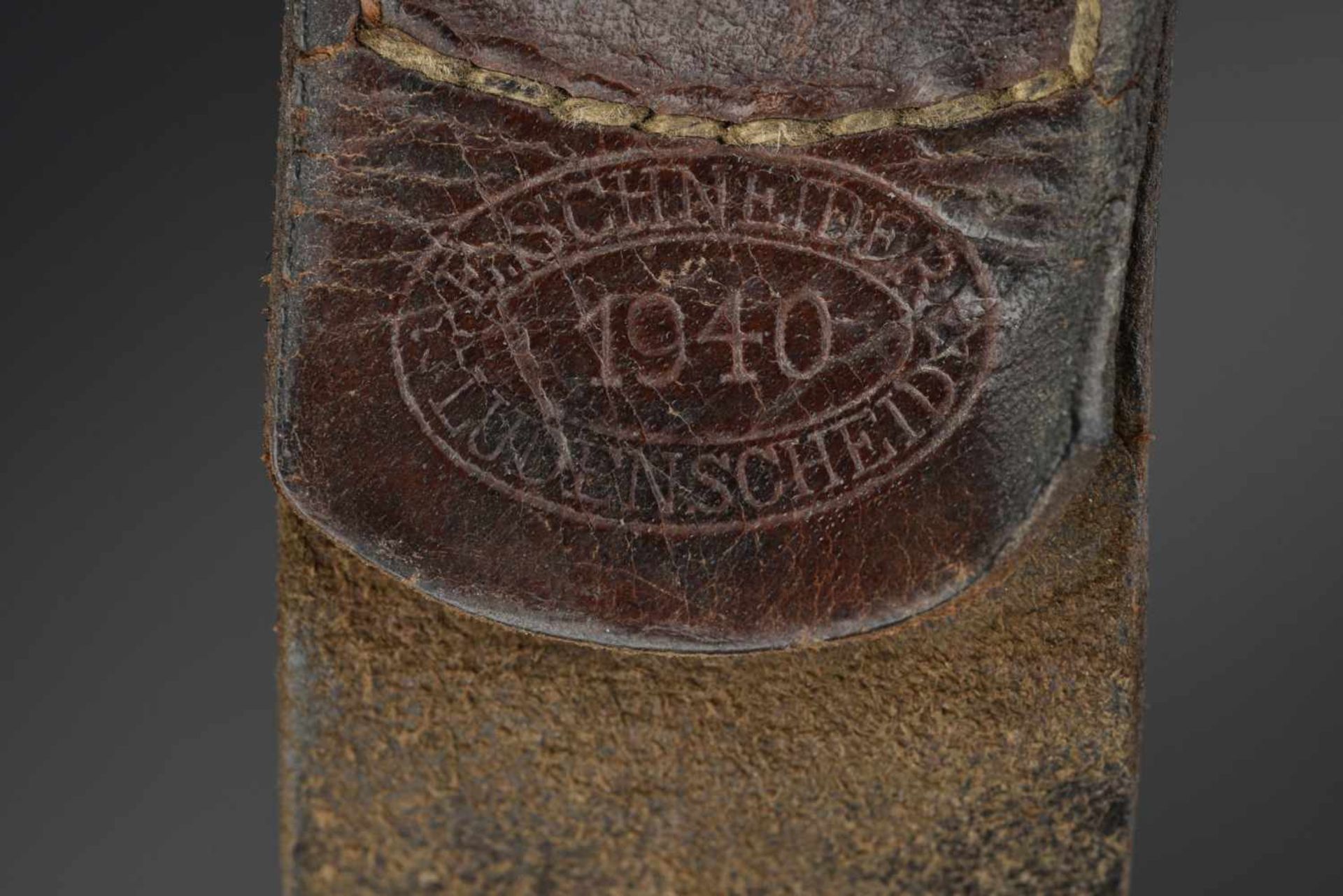 Ceinturon de la Kriegsmarine Ceinturon en cuir noir sans marquages visibles, patte de réglage - Image 3 of 4