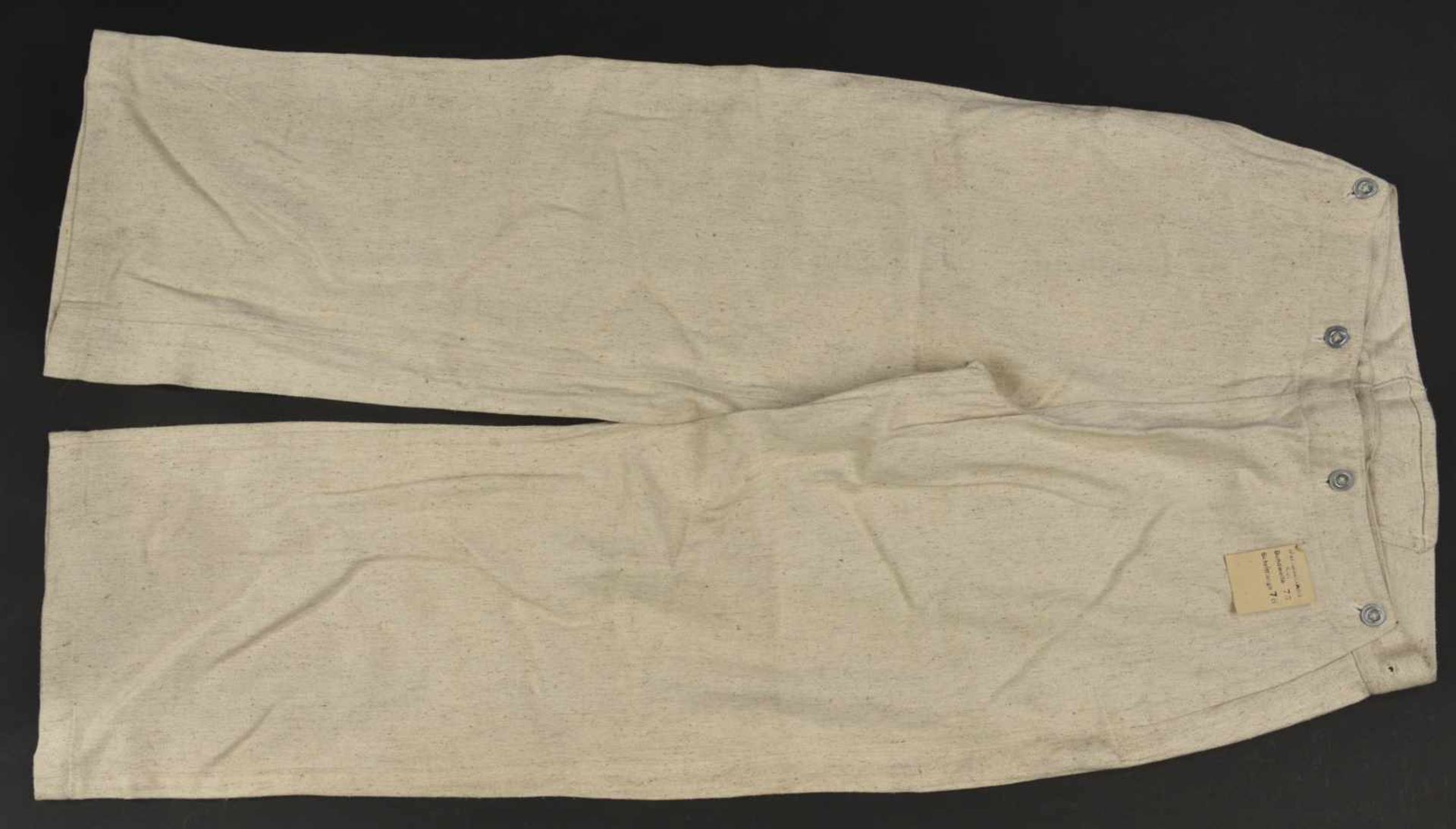 Pantalon de travail de la Kriegsmarine avec étiquette de stock En tissu coton blanc, type