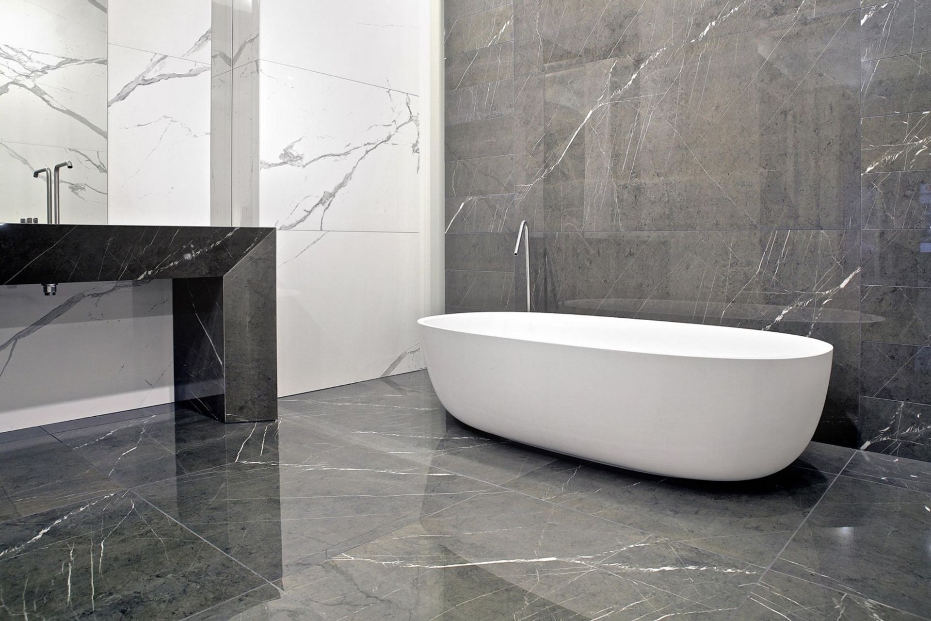 12"X24" MARMOKER STATUARIO GRIGIO COLOUR BODY GLAZED PORCELAIN POLISHED TILE MADE IN ITALY BY - Image 5 of 5