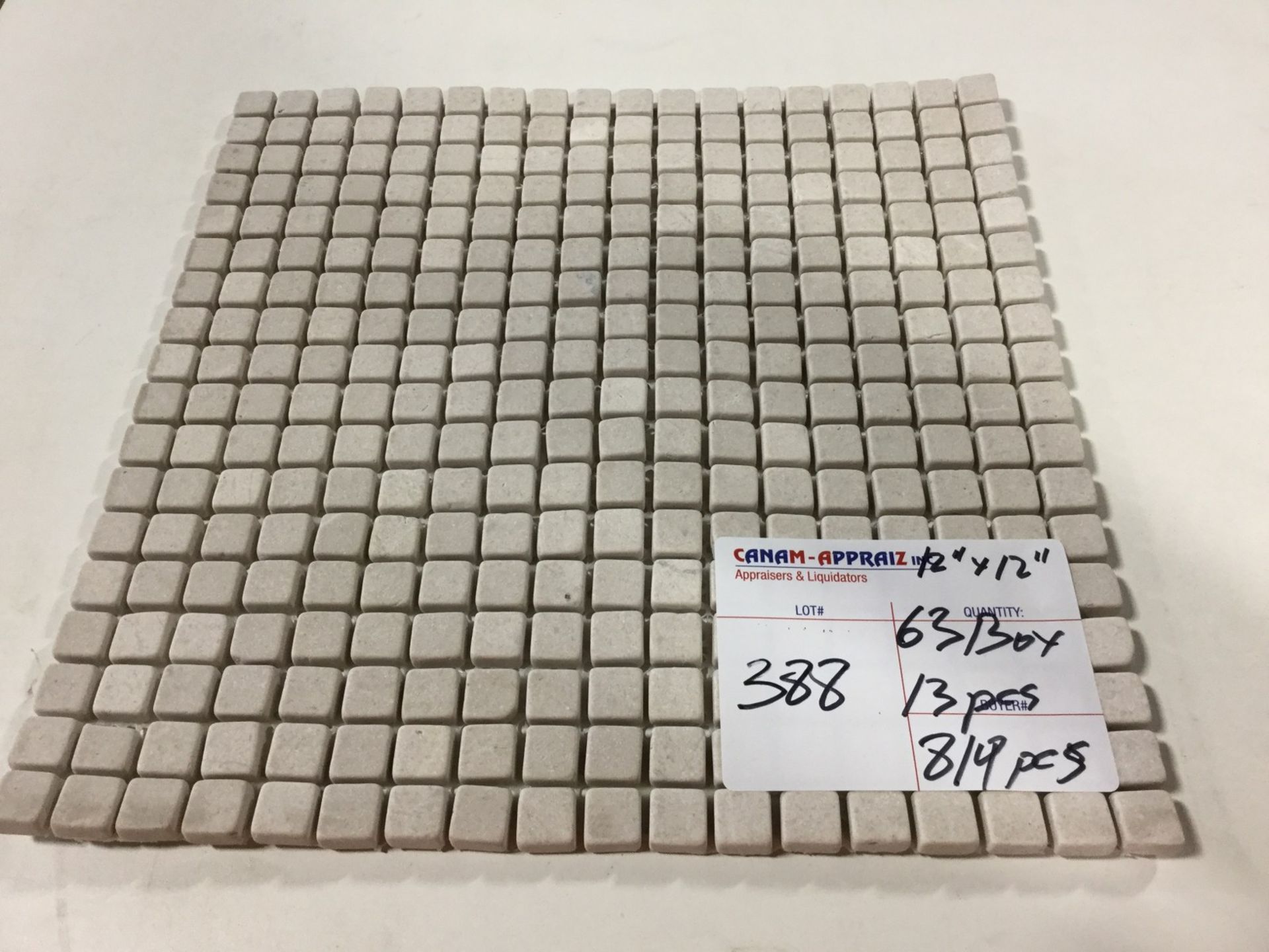 5/8"X5/8" IRANIAN HURZIN MARBLE HONED MOSAIC 819 PIECES OR SQ/FT, RETAIL $12.98 SQ/FT