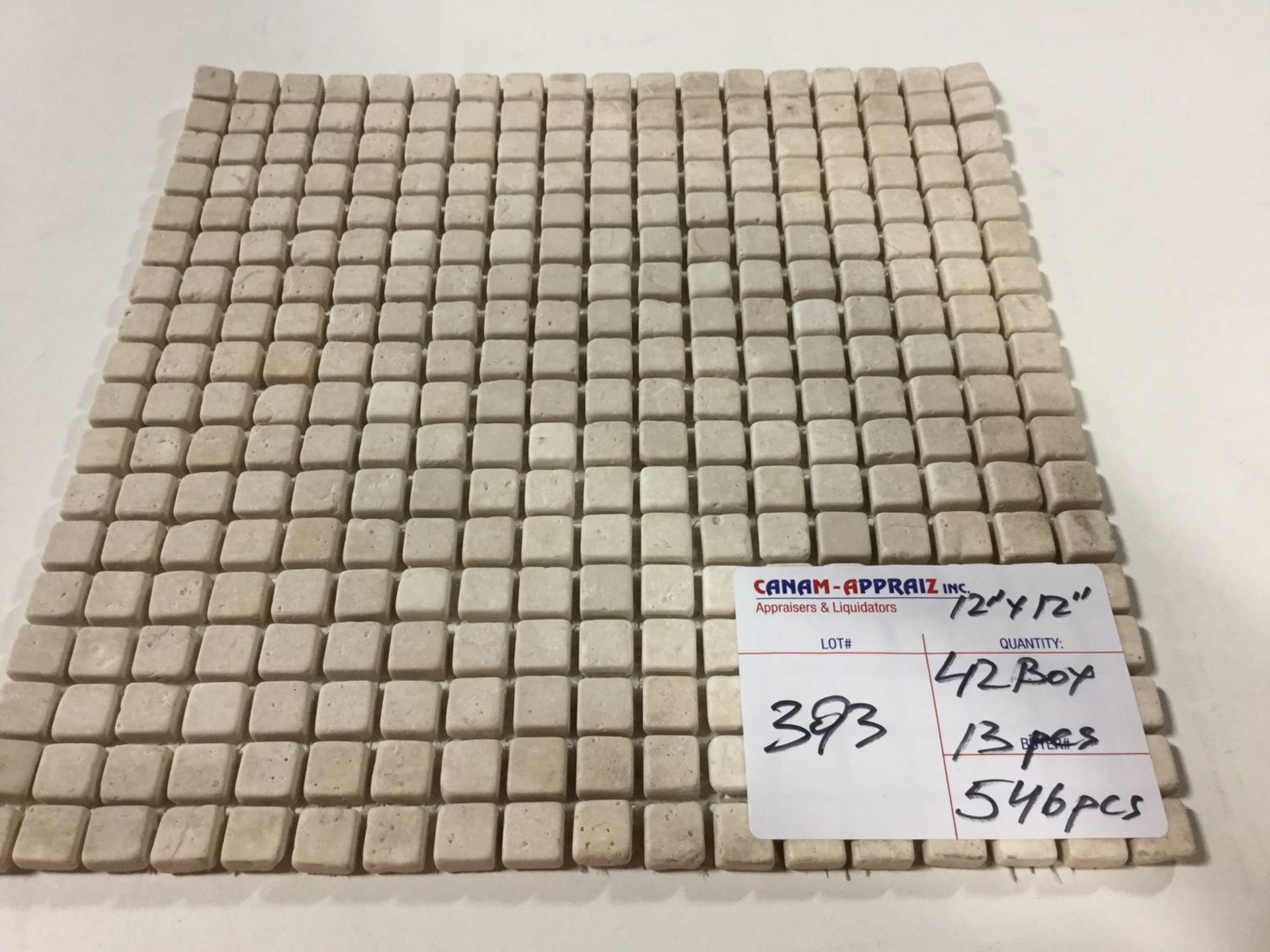 5/8"X5/8" EGYPTIAN BEIGE MARBLE HONED MOSAIC 546 PIECES OR SQ/FT, RETAIL $12.98 SQ/FT