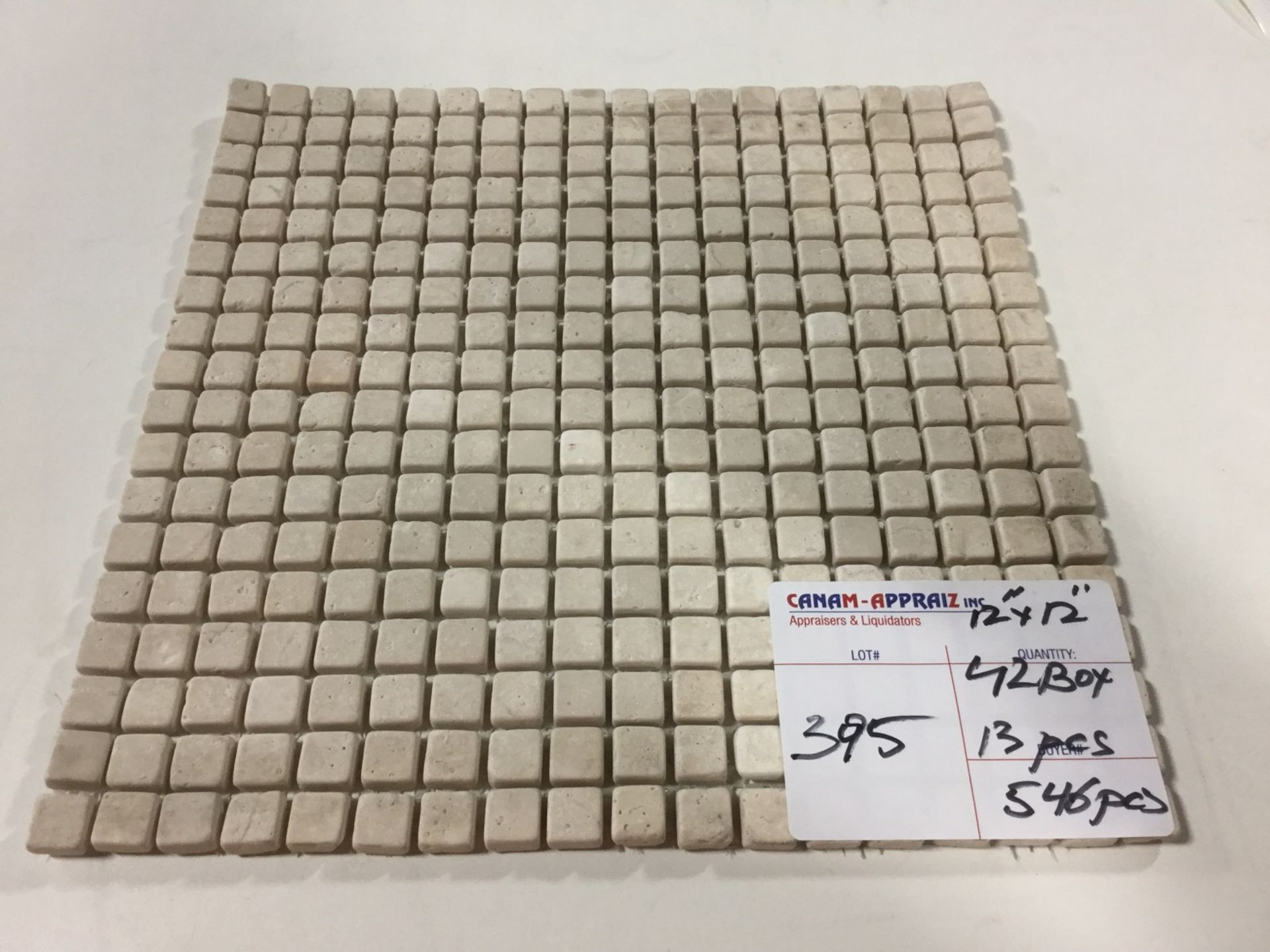 5/8"X5/8" EGYPTIAN BEIGE MARBLE HONED MOSAIC 546 PIECES OR SQ/FT, RETAIL $12.98 SQ/FT