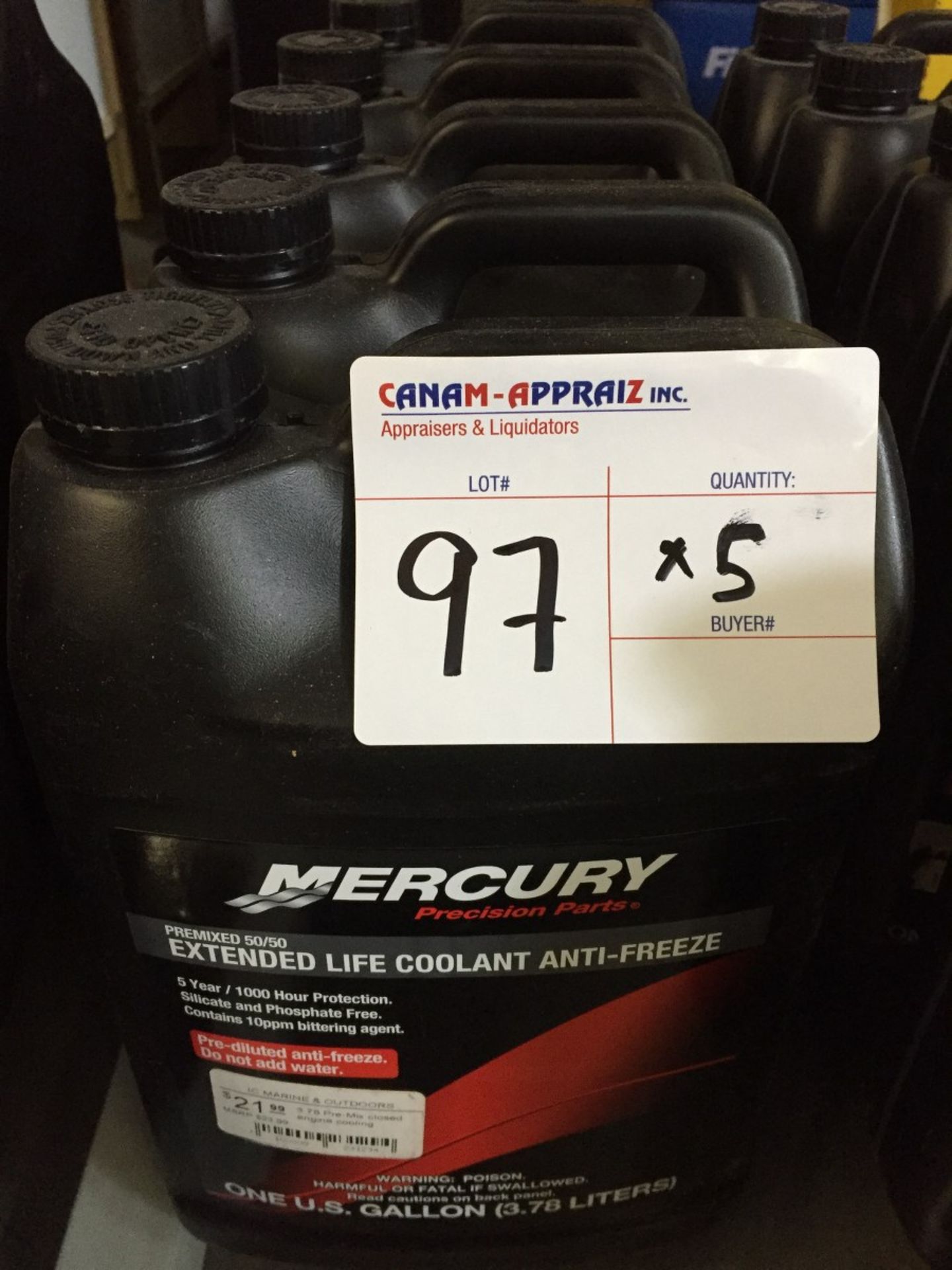 MERCURY PRECISION PARTS - PREMIXED 50/50 EXTENDED LIFE COOLANT ANTI-FREEZE X 5 UNITS