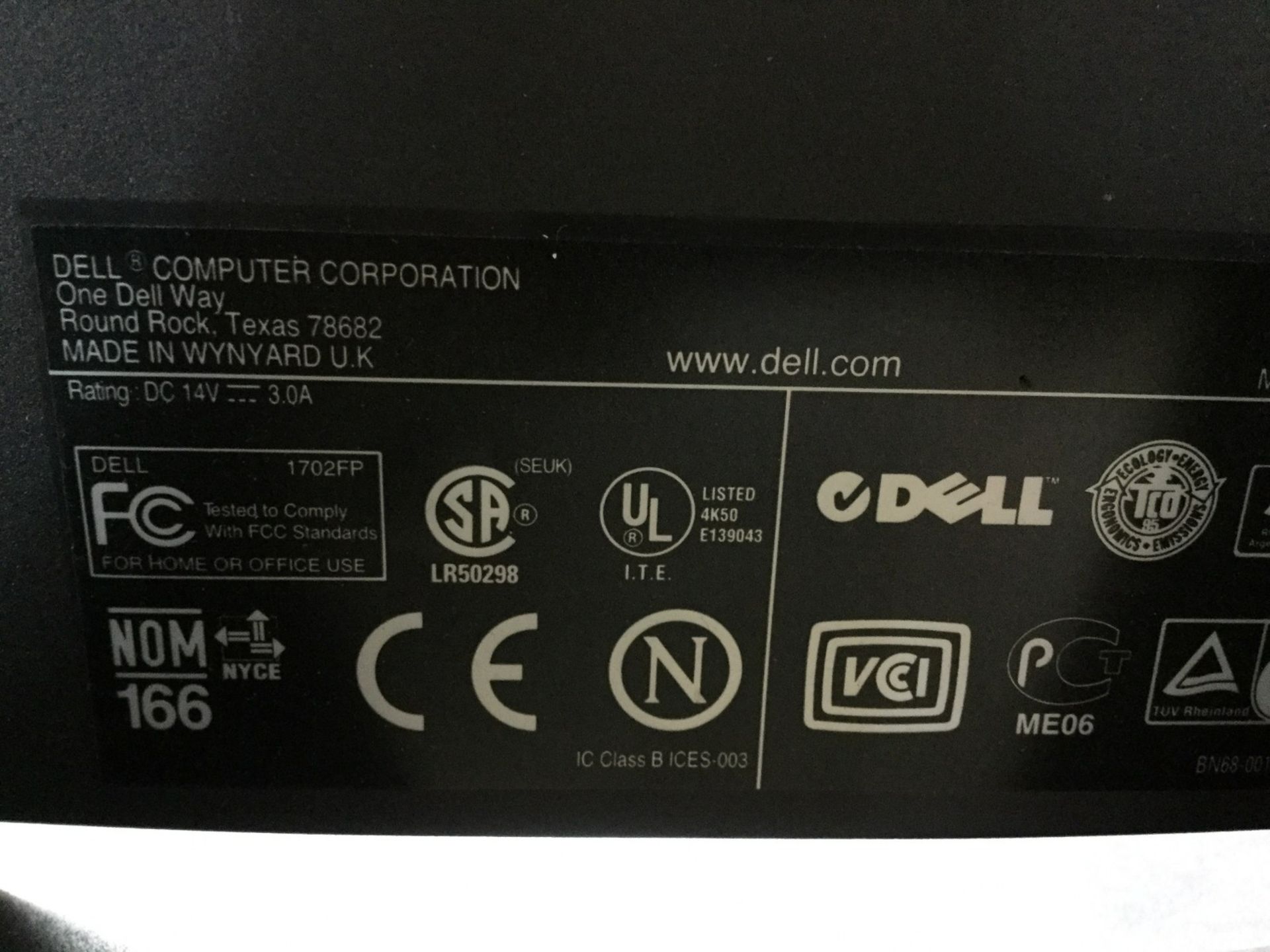 MONITORS X 4 - DELL MODEL NO. 1707FPt; ADT MODEL NO. L2100DM-LTCNBK, S/N: 154700000001; 2005 LG - Image 5 of 5