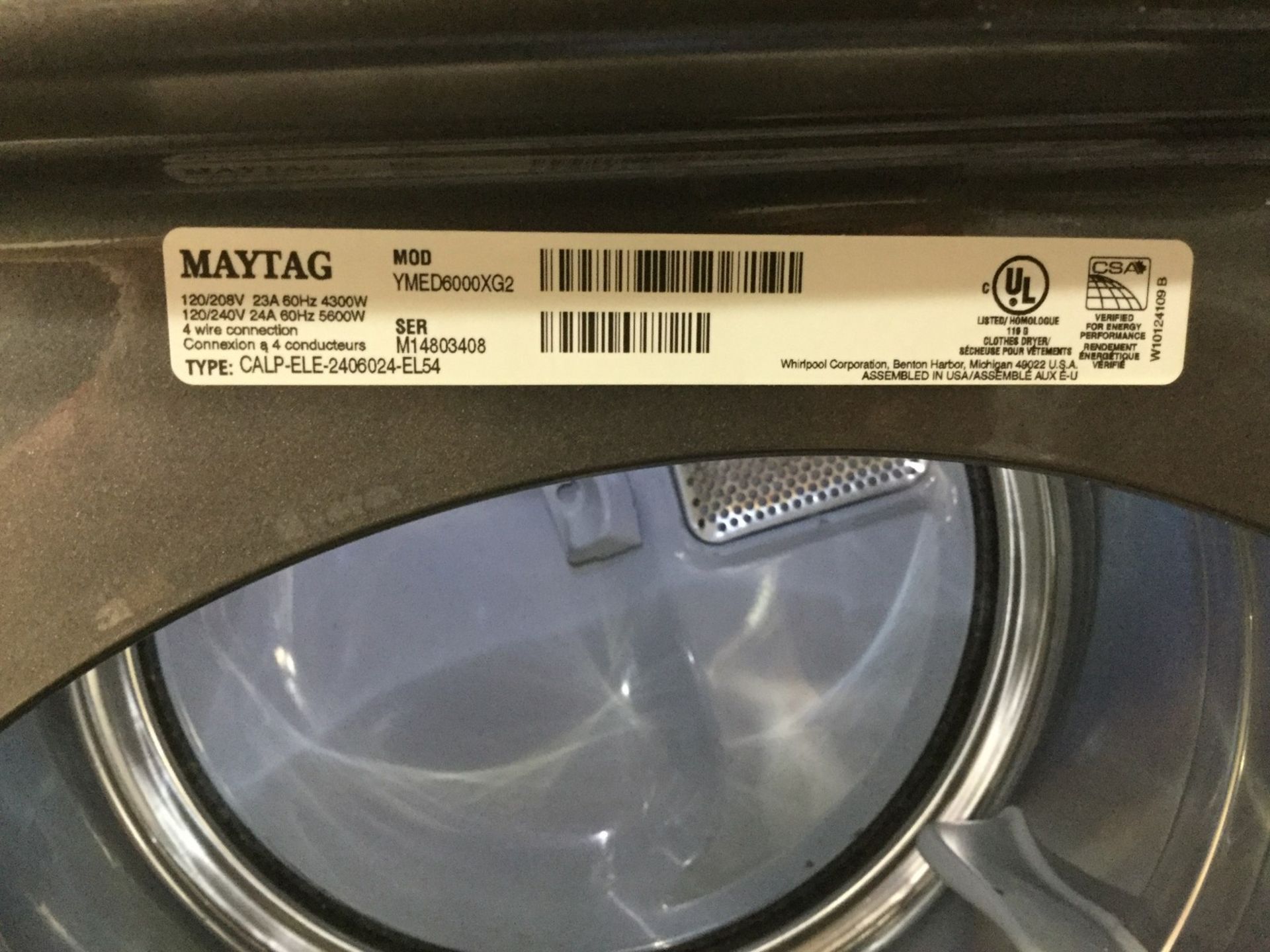 1 X MATAG - MAXIMA COMMERCIAL DRYER - MODEL # YMED60000XG2 - Image 2 of 2