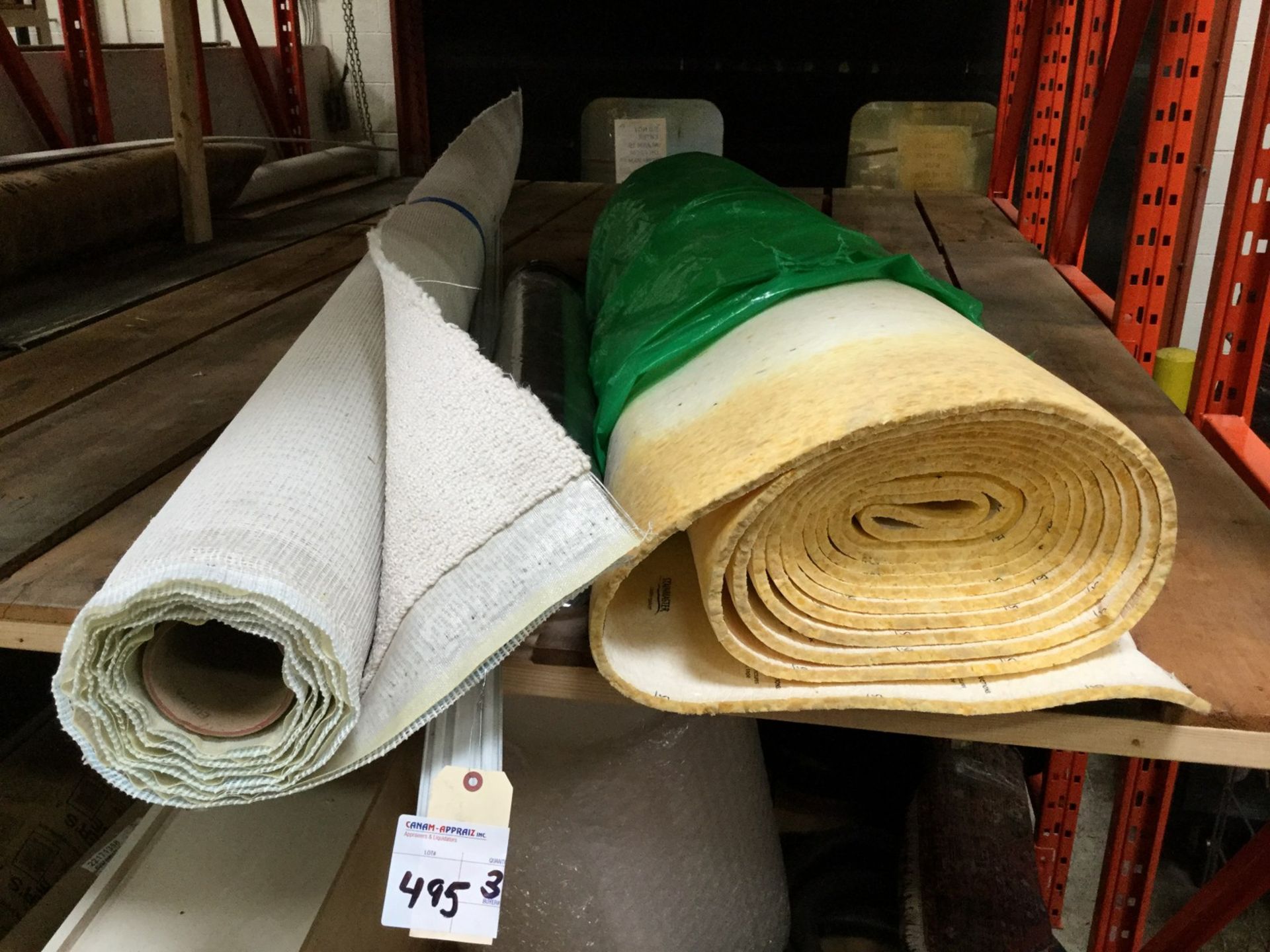 MIXED LOT -- 1 X ROLL OF UNDERLAY; 1 X ROLL OF CARPET