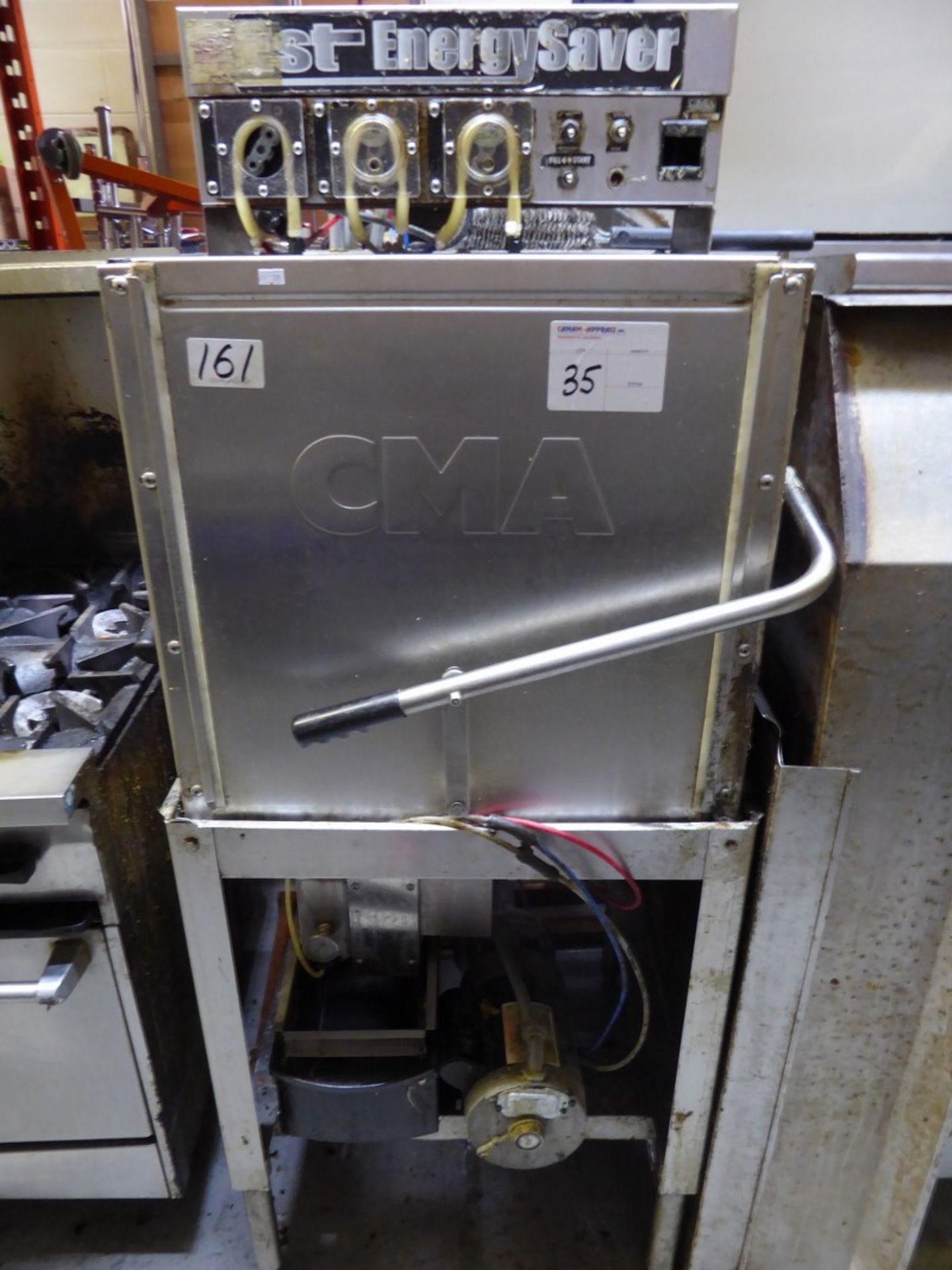 CMA - COMMERCIAL DISH WASHING STATION W/ STAINLESS STEEL ENRTY AND RUNOFF SHELVING