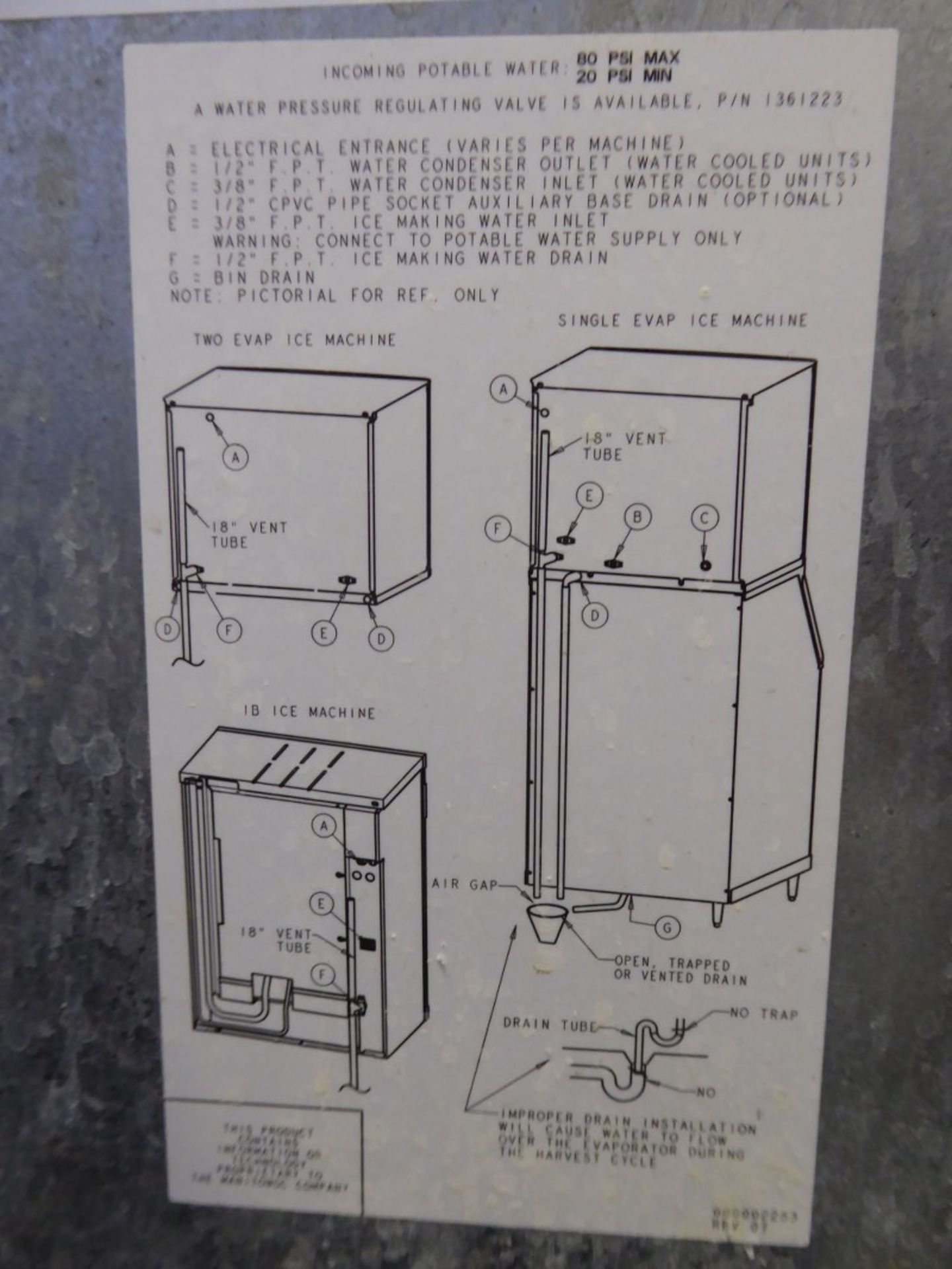 MANITOWOC - STAINLESS STEEL - ICE MACHINE - MODEL # IY0504A-161 - Image 4 of 4