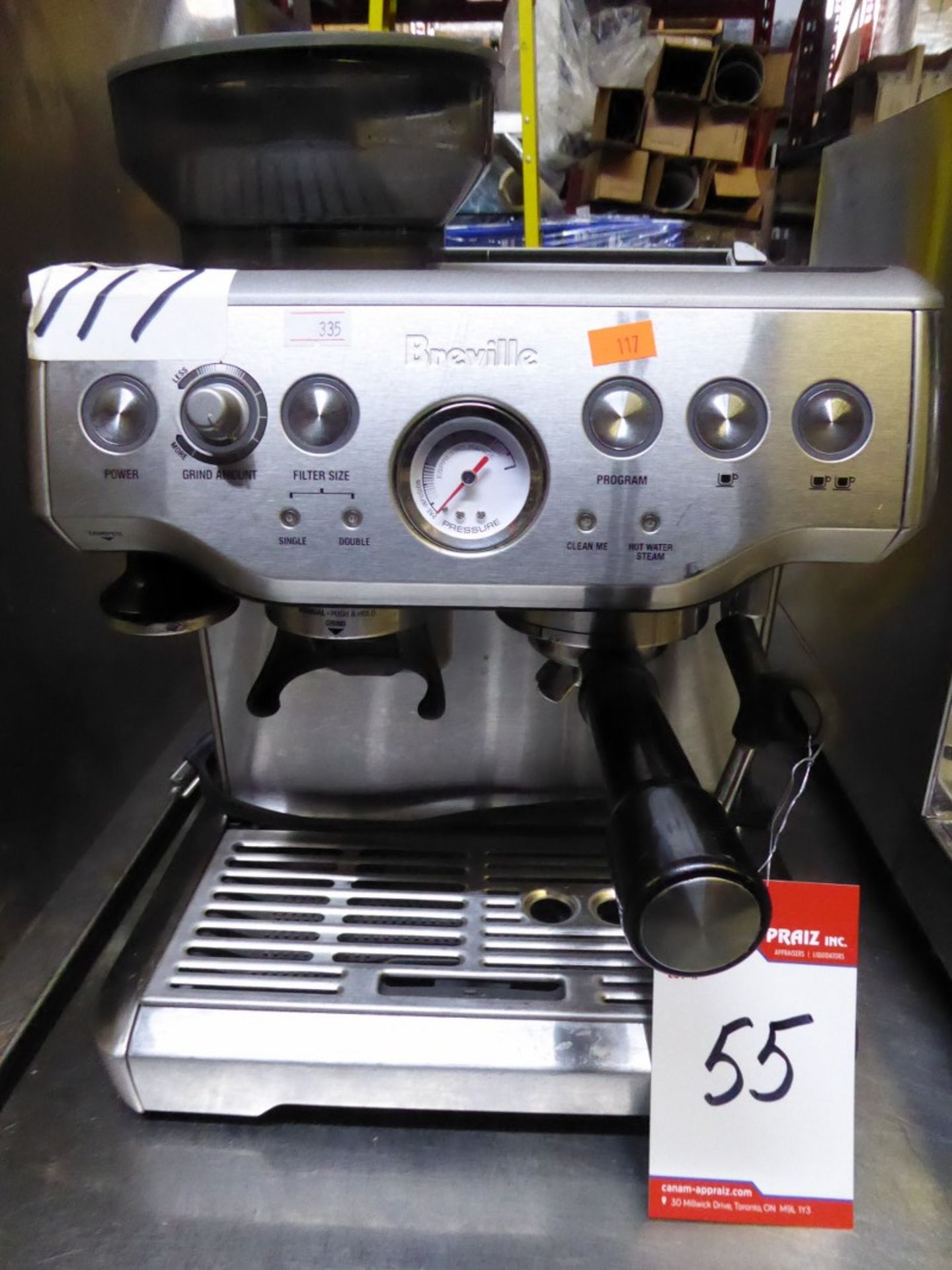 BREVILLE - ESPRESSO MACHINE W/BEAN GRINDER - MODEL # BES870XL/A