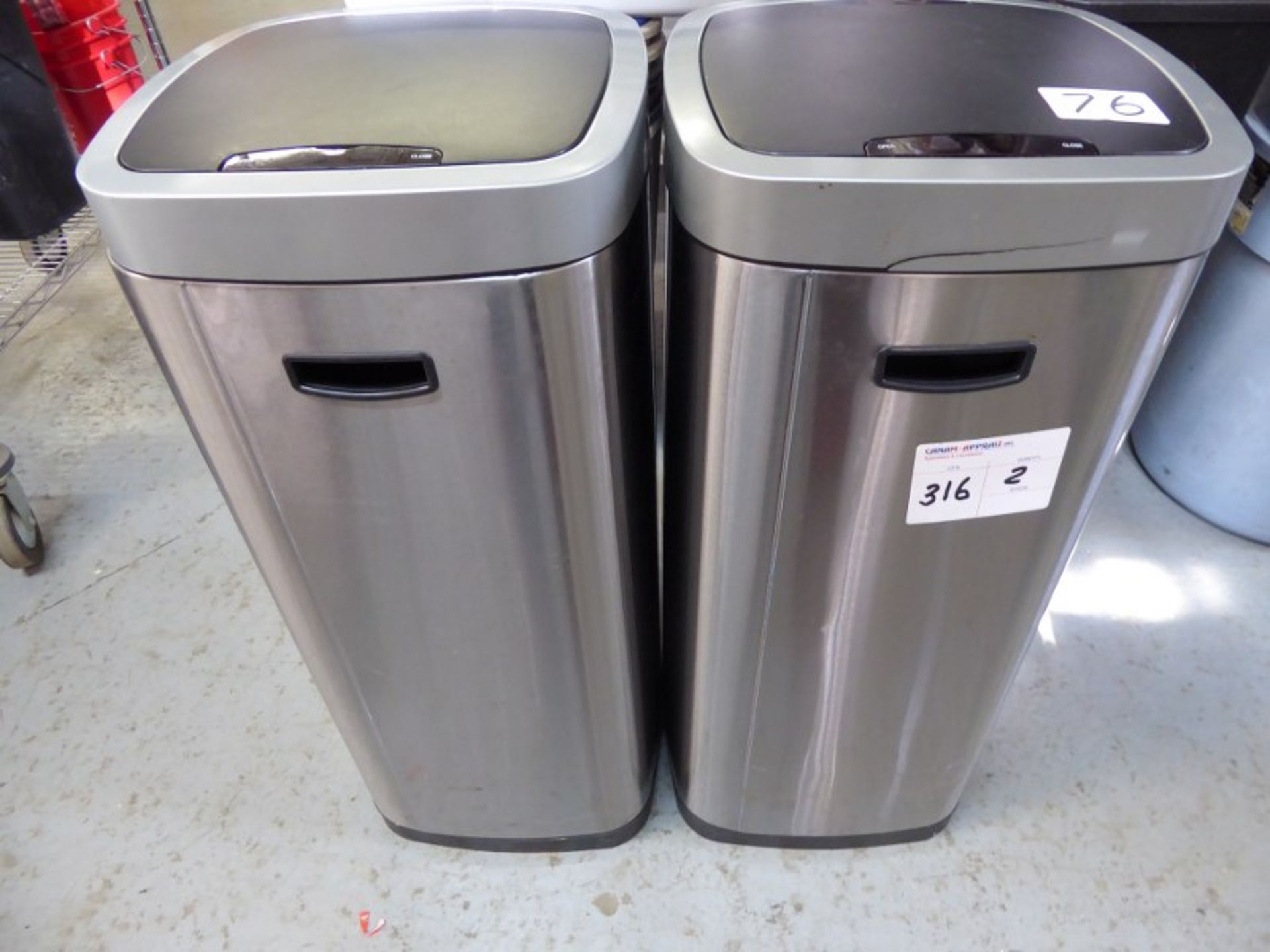 STAINLESS STEEL AUTOMATIC WASTE BINS - X 2PCS