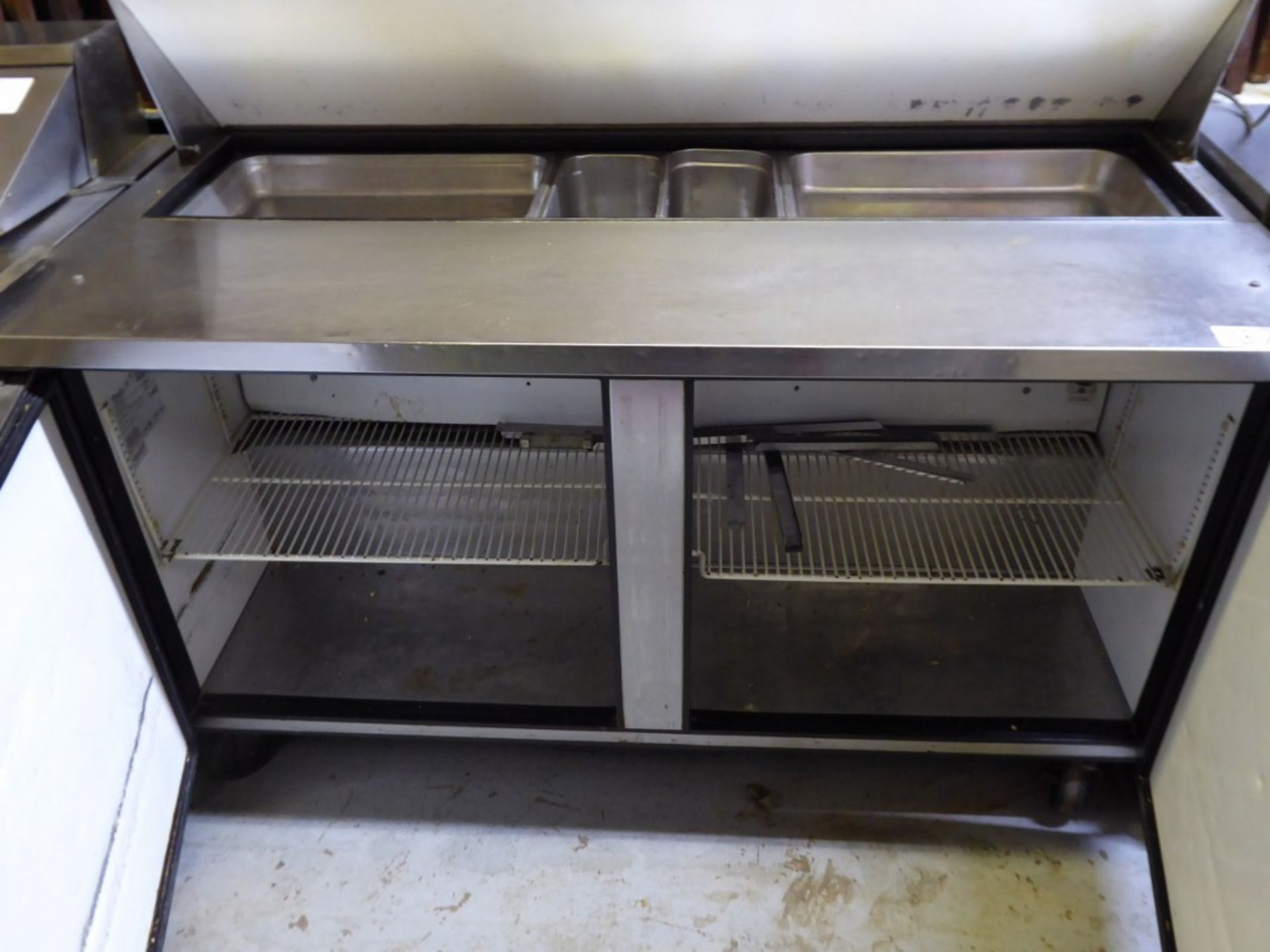 TRUE REFRIGERATION - 2 DOOR STAINLESS STEEL FOOD PREP TABLE W/ STAINLESS STEEL COVER - MODEL # - Image 2 of 3