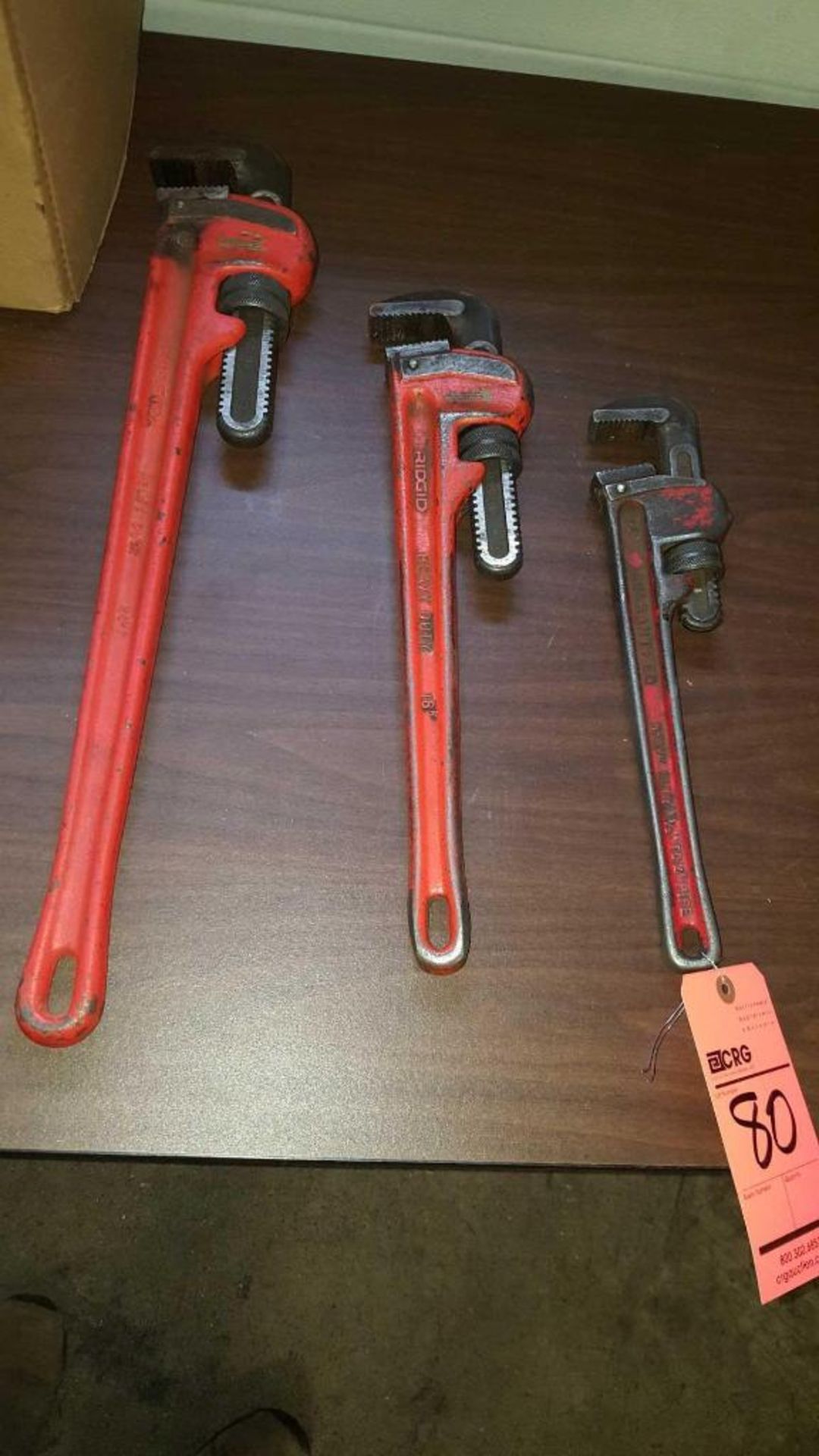 Lot of assorted tools including (3)assorted pipe wrenches, (6) open end/ closed end wrenches, (2) as - Image 2 of 5