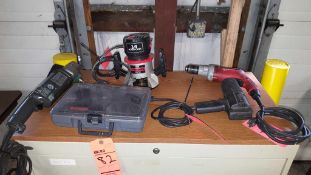 Lot of (5) assorted tools including Milwaukee 1/2" VSR drill, Craftsman heat gun, Craftsman 3/4 hp r